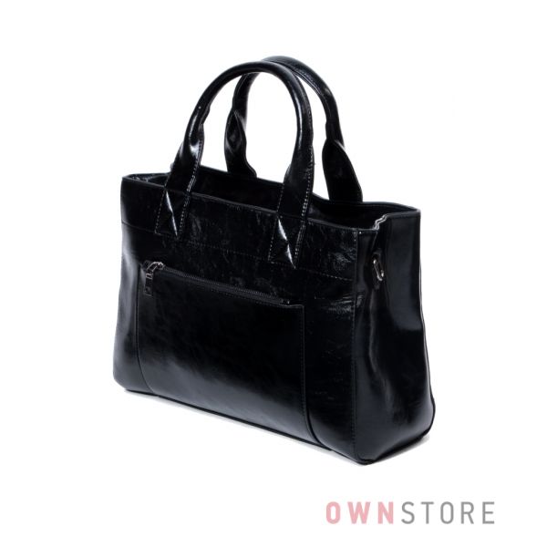 Купить сумку - портфель женскую черную с карманом впереди онлайн  - арт.3229